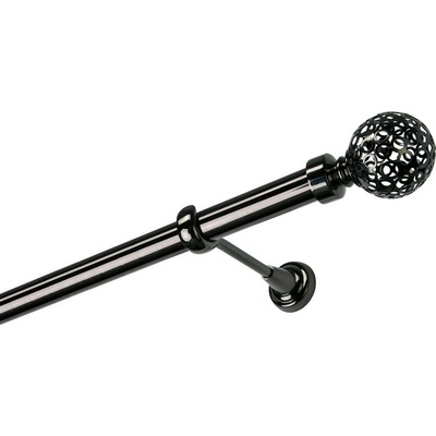 OK-GarnýžeCY Garnýž kovová jednořadá 25mm Koule retro onyx 170 cm do stěny / na tunýlek - bez kroužků
