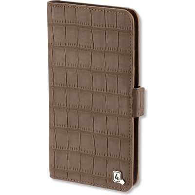 4smarts Ultimag Book Norwalk Croco Case - универсален кожен калъф с магнитно захващане за смартфони до 5.8 инча (кафяв)