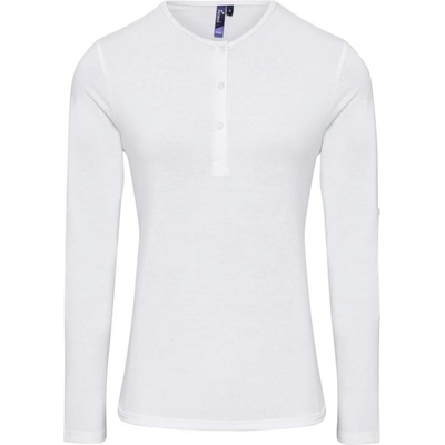 Premier Dámské tričko s rolovatelnými dlouhými rukávy single jersey white