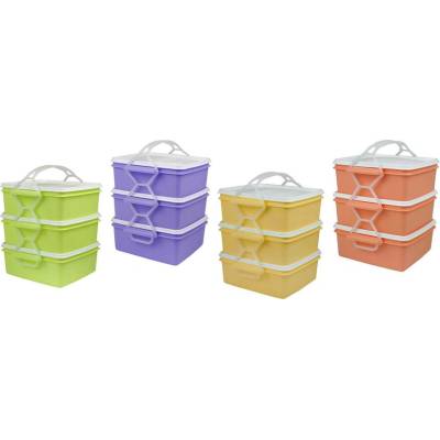 DK-PLAST jídlonosič 3x1,2l hranatý 17x15x18,5cm PH mix barev MAT311680