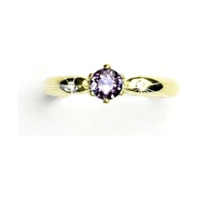 Čištín zlatý s briliant přírodní světlý ametyst žluté zlato VLZDR048