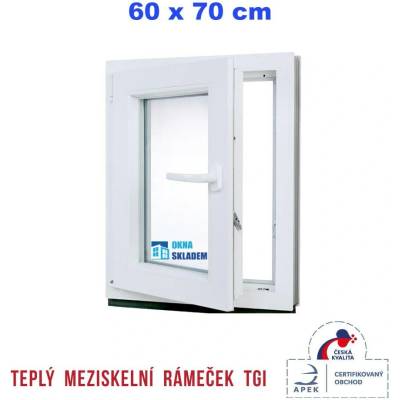Erkado Plastové okno otevíravé i sklopné levé 600 x 700 mm Bílé / Antracit