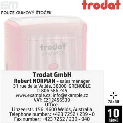 Trodat 4926 [ 75 x 38 mm pouze gumový štoček