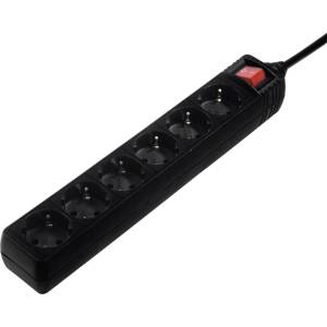 Hama 137266 разклонител 6 Изход(и) за променлив ток На закрито Черен (137266)