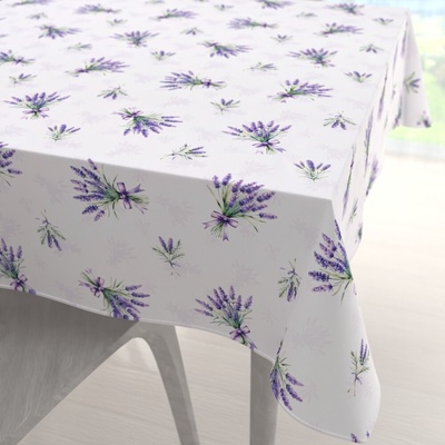 Biante Teflonový čtvercový ubrus TF-128 Snítky levandulí na bílém 110x110 cm
