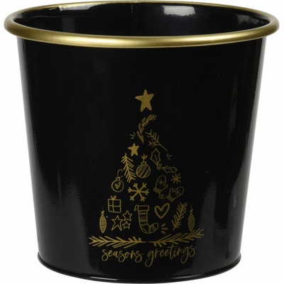 Home Styling Collection Kovový vánoční kbelík černý 10 x 11 cm barva černá