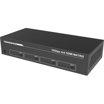 EVOCONNECT Матричен комутатор HDMI 2.0 4x4 с аудио екстрактор, RS232/TCP IP, с дистанционно управление (HDCVT-HDP-MXB44P)