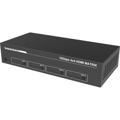 EVOCONNECT Матричен комутатор HDMI 2.0 4x4 с аудио екстрактор, RS232/TCP IP, с дистанционно управление (HDCVT-HDP-MXB44P)