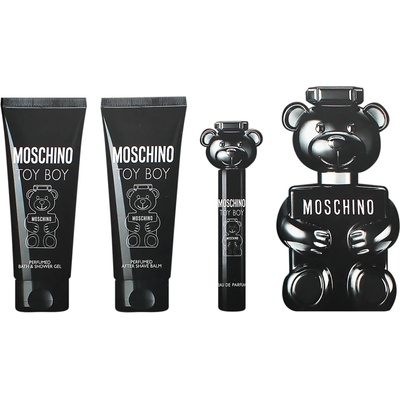 Moschino Toy Boy EDP 100 ml + balzam po holení 100 ml + sprchový gél 100 ml + cestovný sprej 10 ml