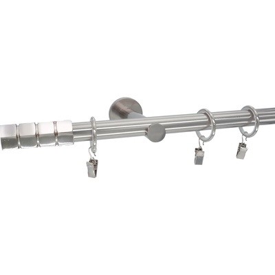 Kovovégarnýže Garnýž Craft modern 19 mm efekt nerez Jednořadá prodloužená 180 cm Bez kroužků (na tunýlek)