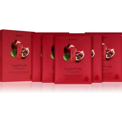 KORIKA SuperFruits Pomegranate Hydrating Sheet Mask hydratačná plátienková maska 5 ks