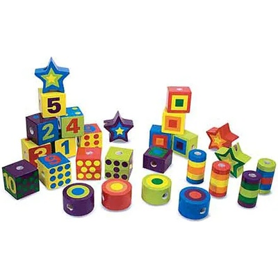 Melissa & Doug Низанка с дървени фигурки и цифри Melissa and Doug