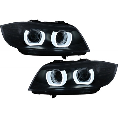 KITT Specials 3D Angel Eyes LED DRL Xenon Headlights suitable for BMW 3 Series E90 E91 LCI (2008-2011) Black