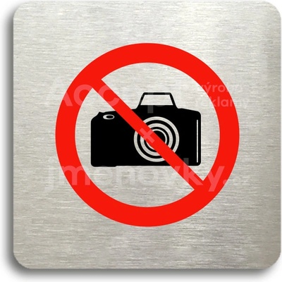 ACCEPT Piktogram zákaz fotografování - stříbrná tabulka - barevný tisk bez rámečku