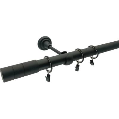 KovovégarnýžeCZ Stord elegance 25 mm Jednořadá Kroužky s háčky černá matná 180 cm