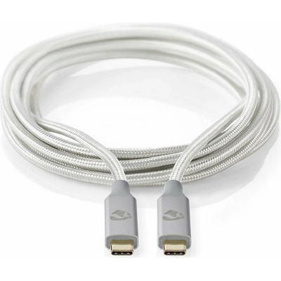 Nedis CCTB64020AL20 USB-C/USB 3.2 Gen 2x2 / USB-C zástrčka - USB-C zástrčka/ nylon 2m stříbrný