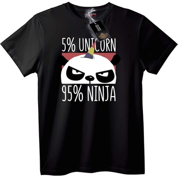 NOONEBRAND Тениска 5% Еднорог 95% Нинджа Панда - L, Black