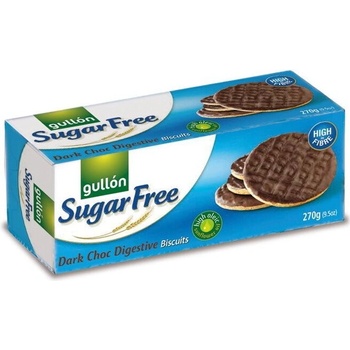 Gullón Dark Choc Digestive sušienky polomáčané v tmavej čokoláde bez cukru 270 g