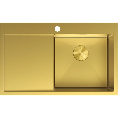 Mexen Exar стоманена мивка с 1 камера и оттичник, дясна 780 x 480 mm, златна (6434781010P-55)