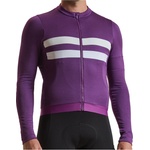 Rapha Фланелка с дълъг ръкав за колоездене Rapha Brevet Long Sleeve Merino Jersey III Cycling jersey - Blackberry / White (056-4330-0213)
