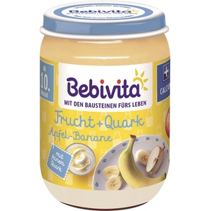 Bebivita Дует Ябълка и банан с извара 190 гр. - 10 месеца