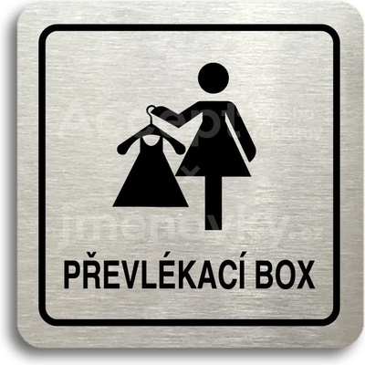 ACCEPT Piktogram převlékací box V - stříbrná tabulka - černý tisk