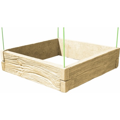Barigadi Vyvýšený záhon betonový 100x100 x 25 cm, dřevo, pískovec