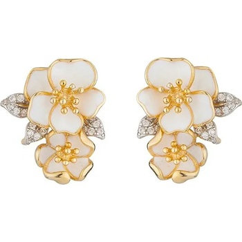 Image 1 of Swan Сребърни обици цветя със златно покритие PJ313N Swan