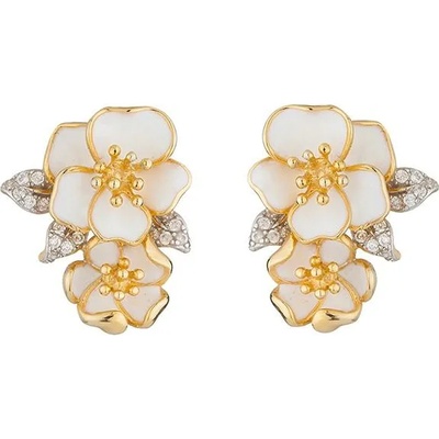 Swan Сребърни обици цветя със златно покритие PJ313N Swan