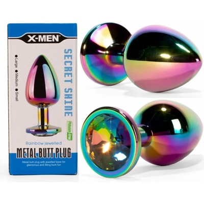 Метален плъг с вграден кристал, таен блясък, 8, 2см. - Secret Shine Rainbow (XMEN000137)