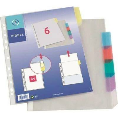 Viquel Obal s rozlišovači, transparentní, A4, 90 micron, 6 částí, VIQUEL ,balení 6 ks