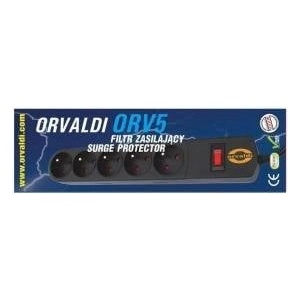 ORVALDI Удължител, Orvaldi, 5 гнезда, 1, 5 м, черен
