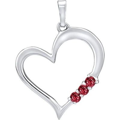 SILVEGO Strieborný prívesok Srdce s červenými kryštálmi Swarovski 11580R