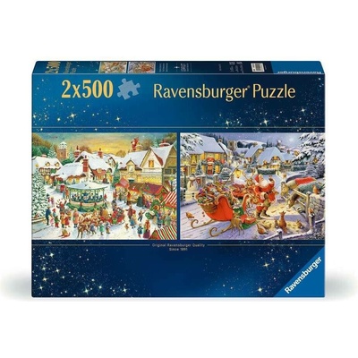 RAVENSBURGER Vianočný trh a Štedrovečerná večera so Santom 2x500 dielov