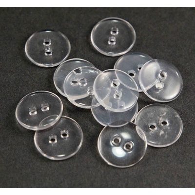 Dierkovaný košeľový gombík - transparentný - priemer 1,5 cm