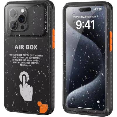 ShellBox Калъф за iPhone 12/12 Pro/13/13 Pro/14/14 pro/15/15 Pro/16 - ShellBox - AirBox Водоустойчив IP68 Калъф (6.1 инча) - Черен