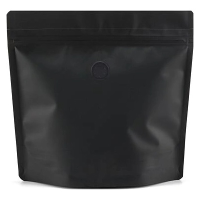 Doypack ZIP | černý supermat | ventil obsah 250g (200 x 190 + 80 mm)