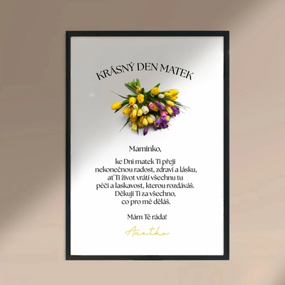 Plakát KRÁSNÝ DEN MATEK Rozměr plakátu: A4 (21 x 29,7 cm), Rámeček: Černý rámeček