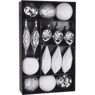 MagicHome Gule set 15 ks bielo strieborné na vianočný stromček 8-15 cm