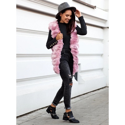 Fashionweek DELUX CHLUPATÁ vesta Fenomenální kožešinová vesta TOP TREND SV07 světle růžová Universal