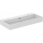 Ideal Standard Окачена мивка Ideal Standard Atelier Extra в гланцово бяло с 2 отвора за смесител и преливник 100 см, за монтаж на мебели (R055001)
