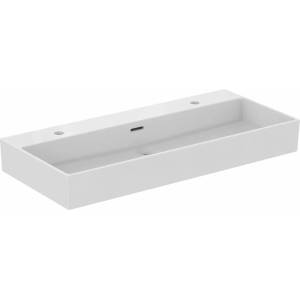 Ideal Standard Окачена мивка Ideal Standard Atelier Extra в гланцово бяло с 2 отвора за смесител и преливник 100 см, за монтаж на мебели (R055001)