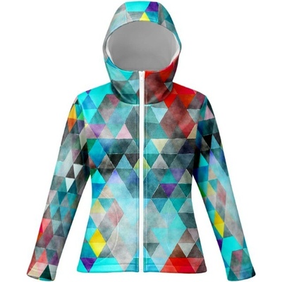 Takoy Panel se střihem 54 dámská softshell bunda SPORT trojúhelníky tyrkys-NS-27362