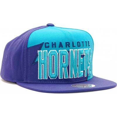 Mitchell & Ness Charlotte Hornets Shark Tooth Purple/Blue Snapback Fialová Modrá Fialová
