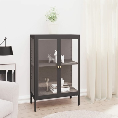 vidaXL 11461.336072 příborník antracitový 75 x 35 x 105 cm ocel a sklo