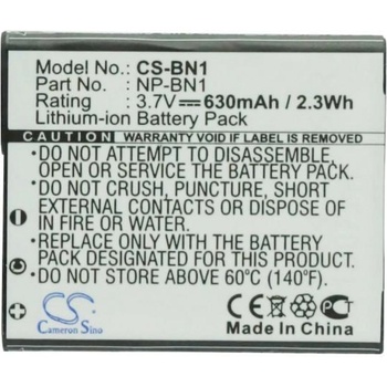 Cameron sino - Съвместим с SONY NP BN1 LiIon, 630 mAh, 3.7 V; CS-BN1 (CS-BN1)