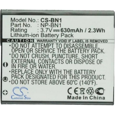Cameron sino - Съвместим с SONY NP BN1 LiIon, 630 mAh, 3.7 V; CS-BN1 (CS-BN1)