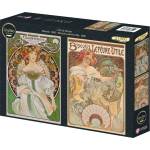 Grafika Art Puzzle - Puzzle 2x500 Alfonz Mucha: Reverie, Lefèvre-Utile Biscuits - 500 piese