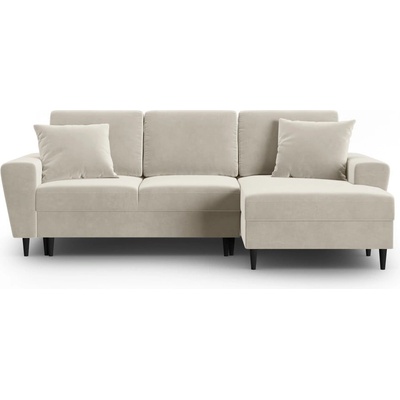 Cosmopolitan Design Бежов кадифен разтегателен ъглов диван с място за съхранение (десен ъгъл) Kyoto - Cosmopolitan Design (COS_RCF_2_F1_KYOTO1)