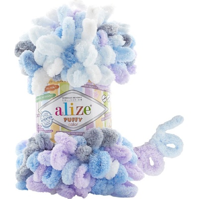 Alize příze Puffy color 6524 fialová, modrá, šedá, bílá